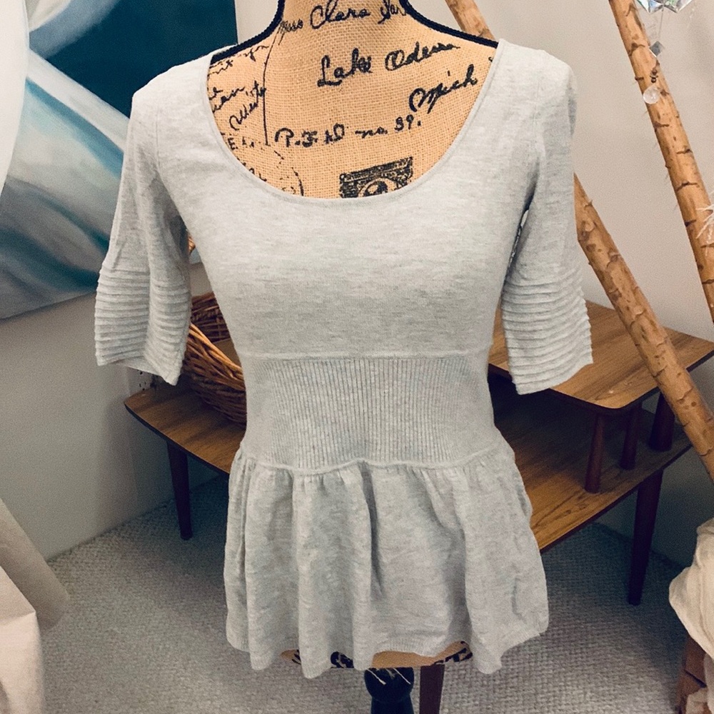 Boston proper peplum fitted flare grey sweater S